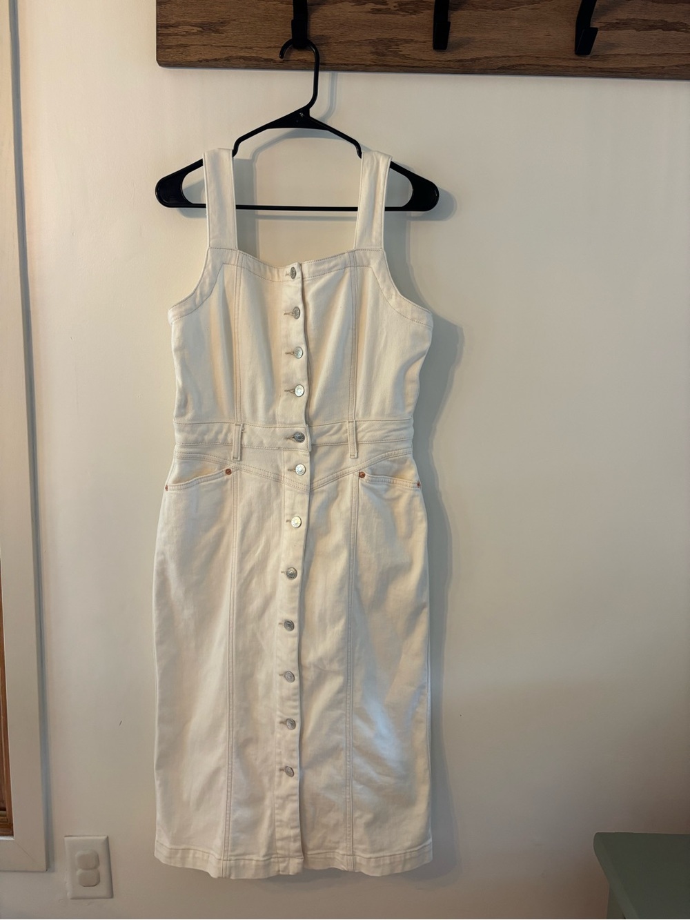 Rails White Button-Front Denim Dress